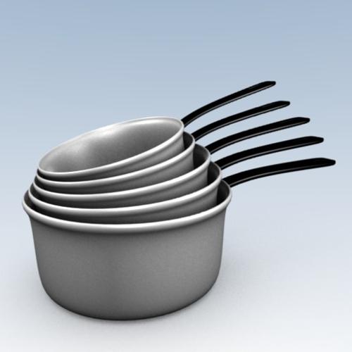 very simple lowpoly set of pans preview image